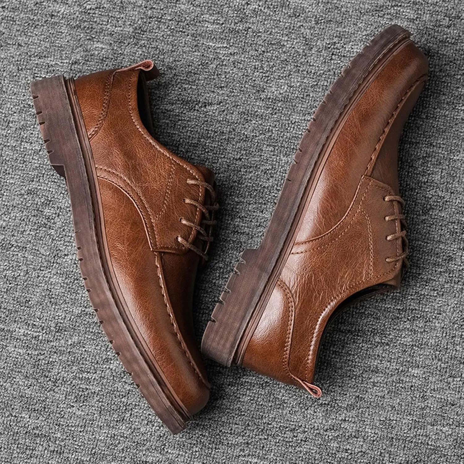 Mens Fashion Formal Retro Oxford Shoes Modern Comfort Slip-on Lace Up Sewing Oxford Sneakers Classic Casual British All-Match Driving Dress Loafer Shoes