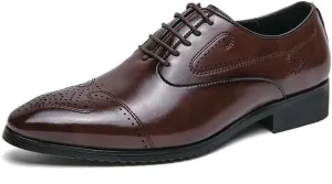 Mens Faux Patent Leather Classic Lace-up Formal Oxford Shoes Lace-Up Pointed-Toe Business Formal Wedding Dress Shoes for Men