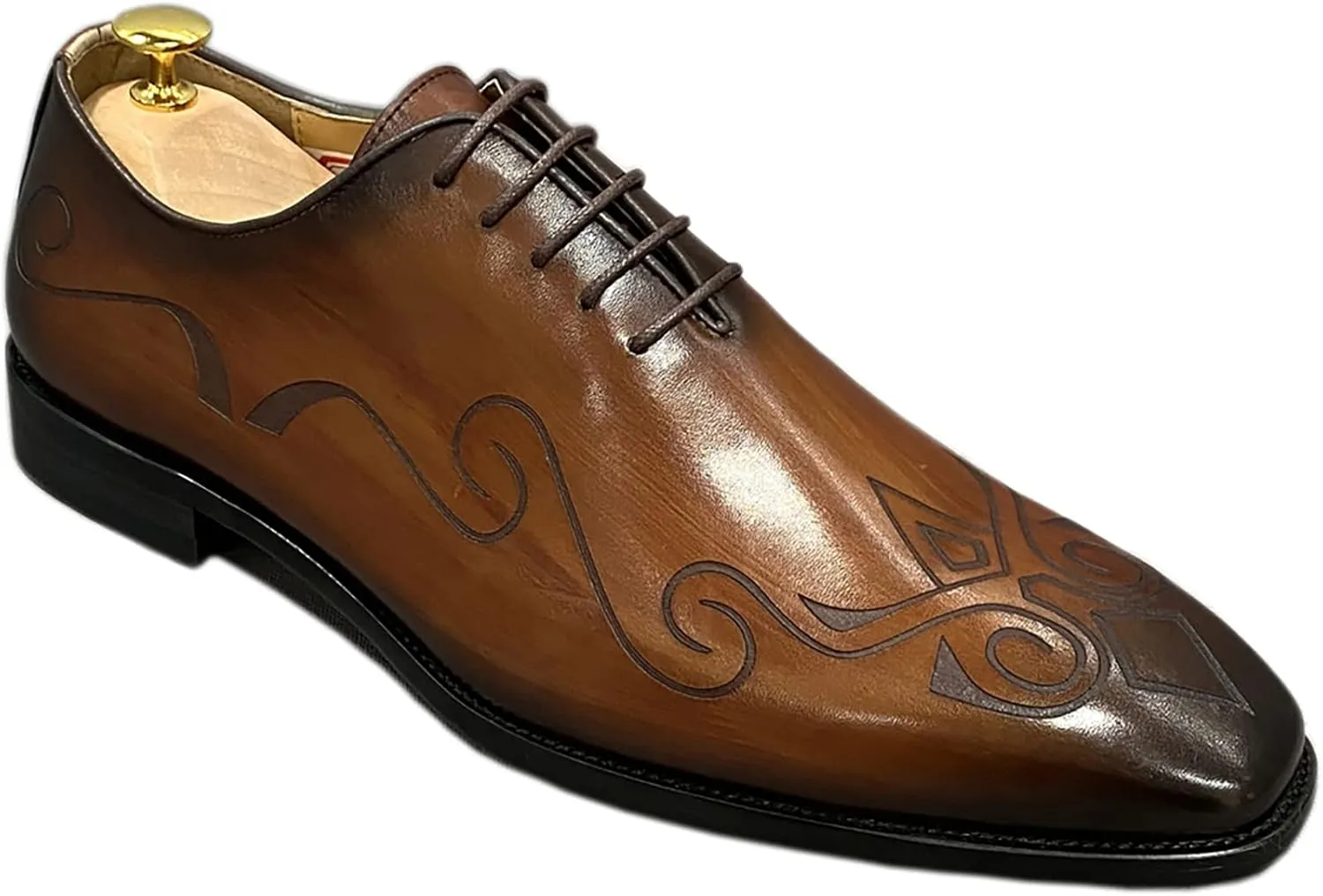 Mens Formal Dress Retro Oxfords Work Uniform Wingtip Leather Lace-ups Wedding Party Brogues Derbys,Brown-45