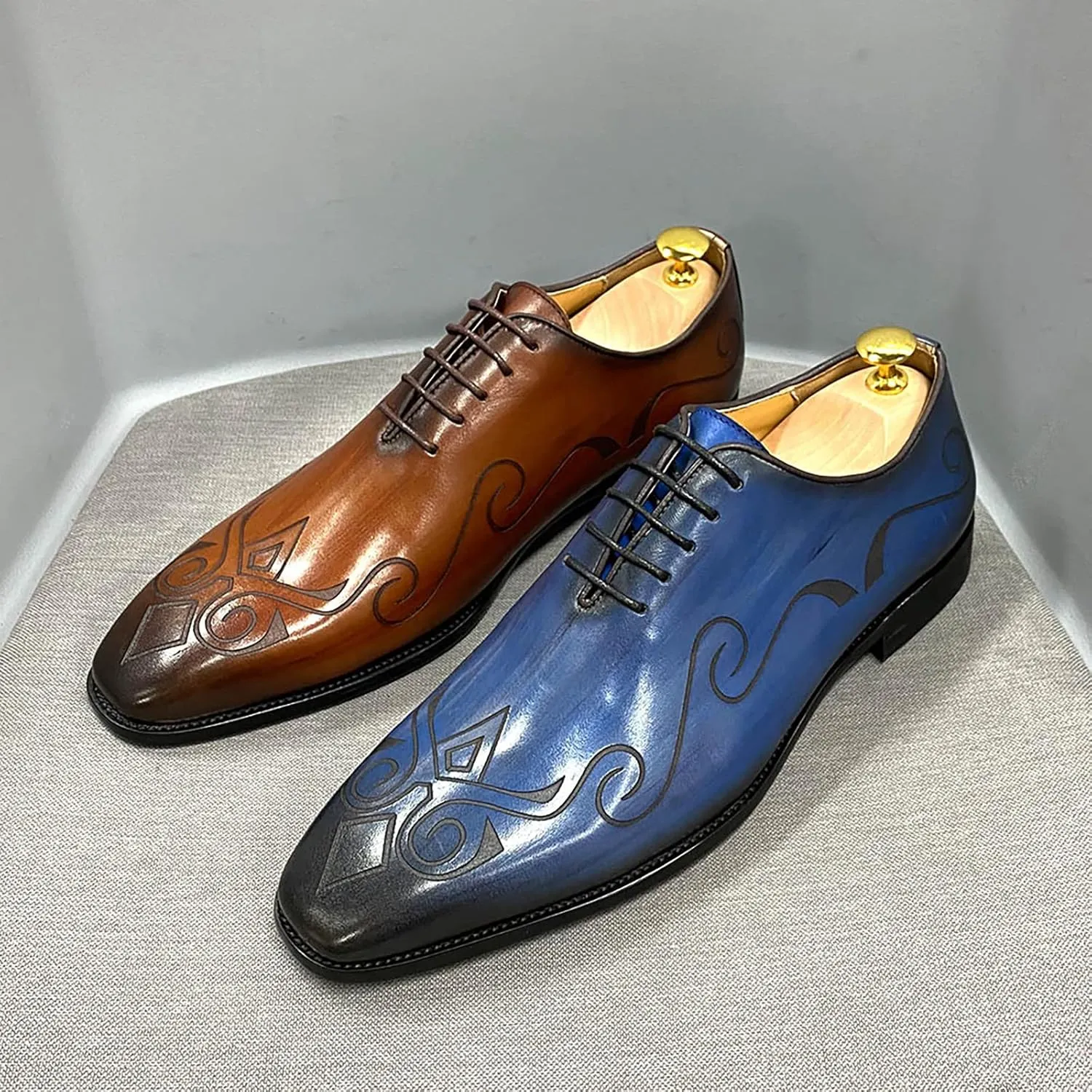 Mens Formal Dress Retro Oxfords Work Uniform Wingtip Leather Lace-ups Wedding Party Brogues Derbys,Brown-45