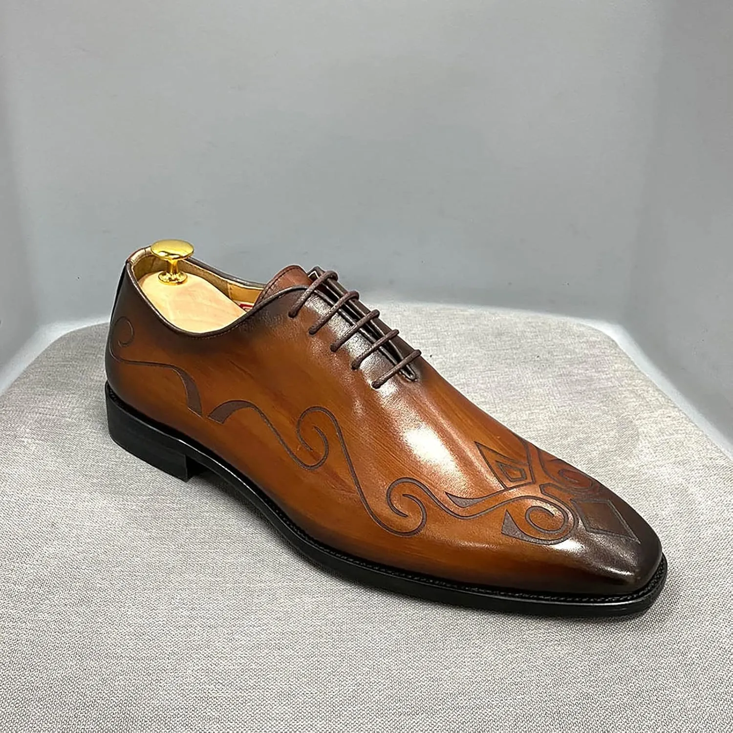 Mens Formal Dress Retro Oxfords Work Uniform Wingtip Leather Lace-ups Wedding Party Brogues Derbys,Brown-45