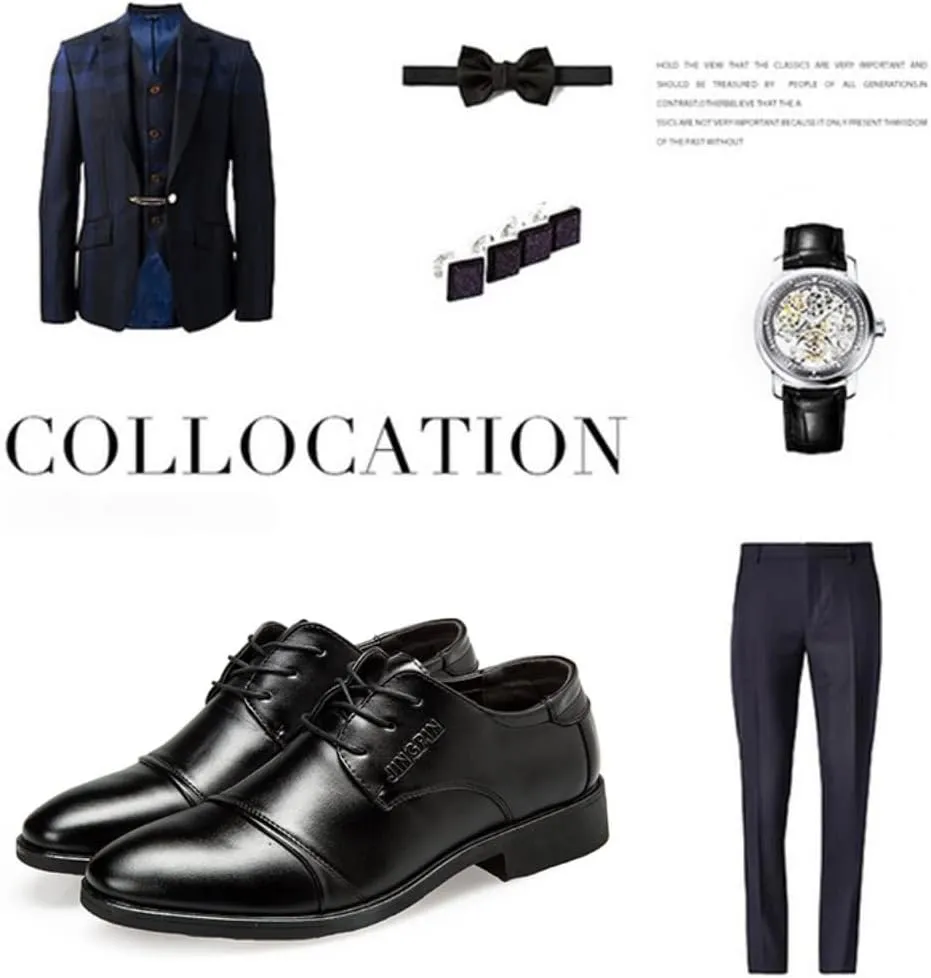 Men's Formal Oxford Comfortable Dress Shoes - Business Wingtip Lace Up Leather Shoes with Classic and Modern Designs