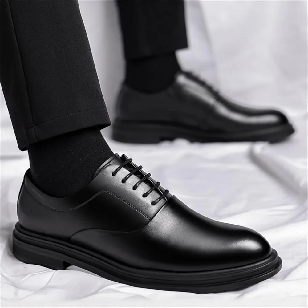 Men's Height Increasing Business Dress Shoes Casual All Season Shoes Trendy English Style Groom Wedding Shoes(6)
