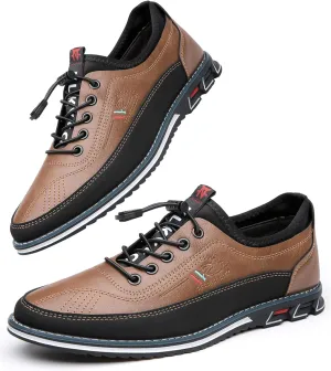 Men's Leather Casual Oxford Shoes Moccasin Driving Office Walking Loafers Lace Up Slip-On Business