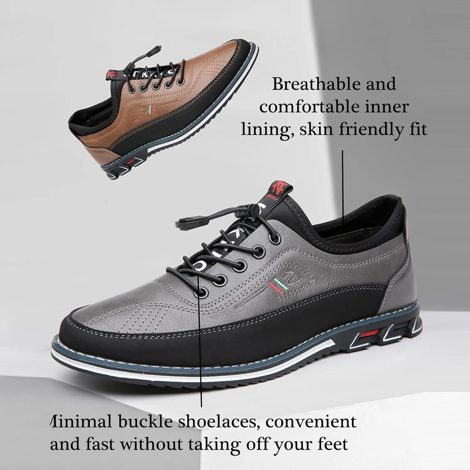 Men's Leather Casual Oxford Shoes Moccasin Driving Office Walking Loafers Lace Up Slip-On Business