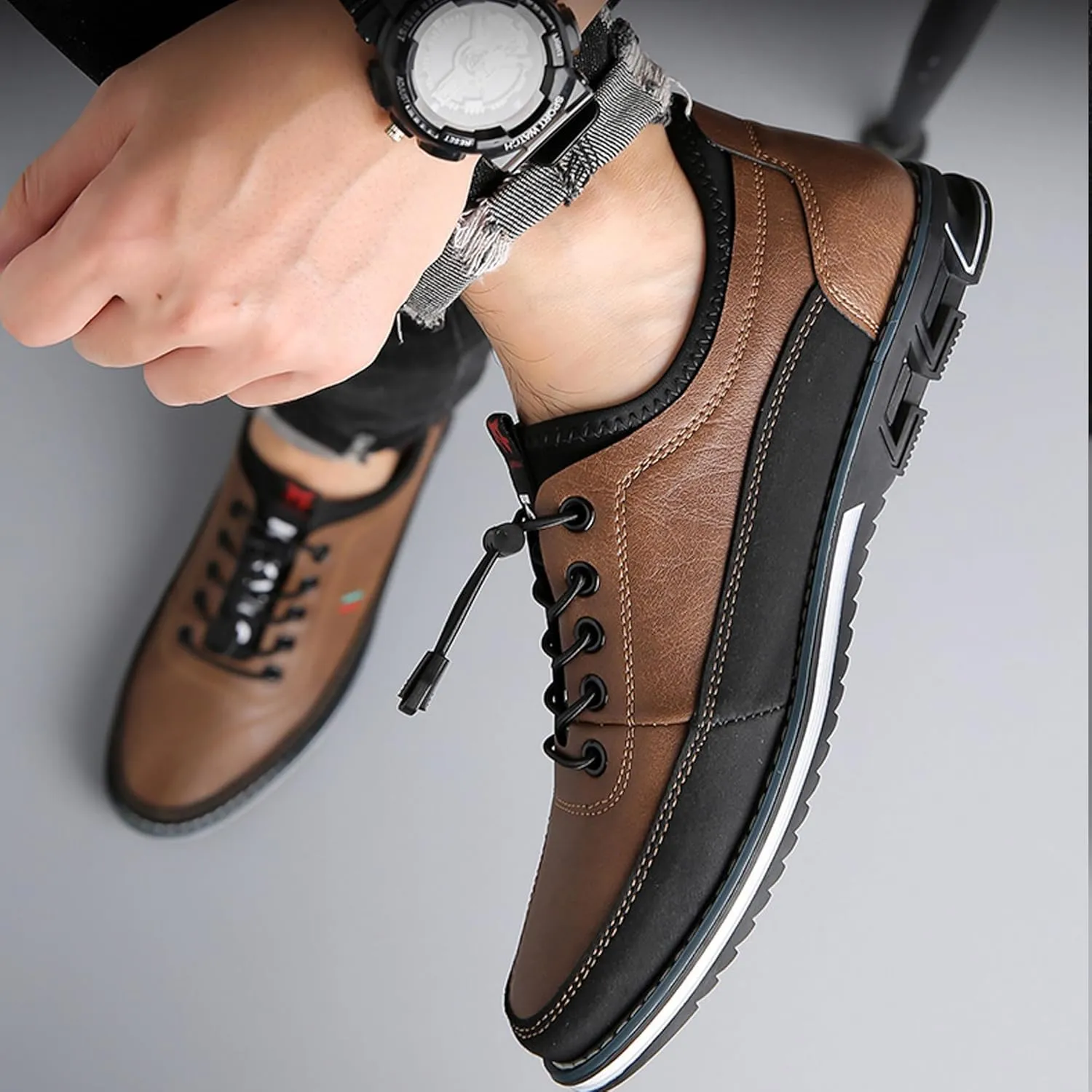 Men's Leather Casual Oxford Shoes Moccasin Driving Office Walking Loafers Lace Up Slip-On Business