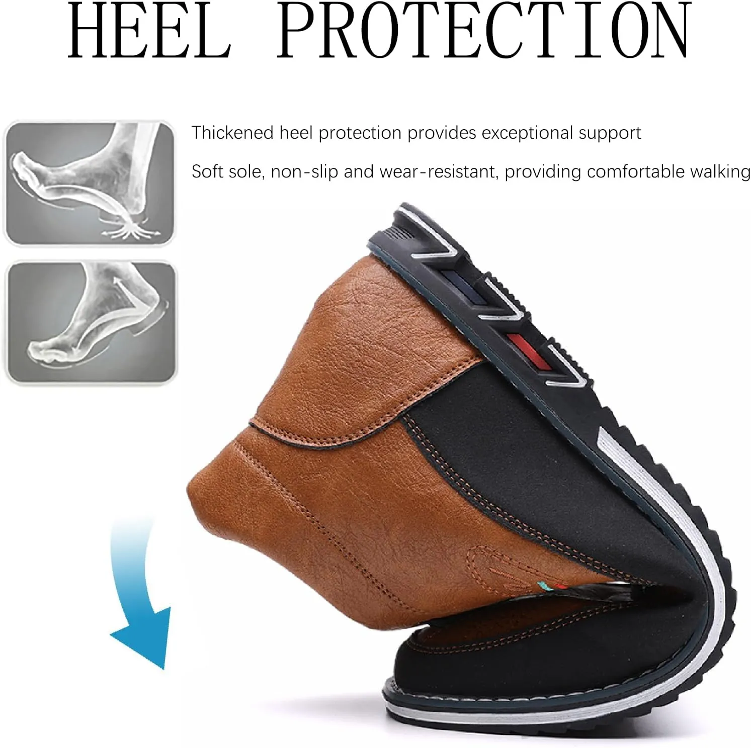Men's Leather Lace Up Chukka Ankle Boots Casual Comfortable Round Toe Anti-slip Flat Oxford Booties for Office Driving Walking Sports Boots
