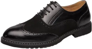 Men's Leather lace-up Oxford Shoes Classic Wingtip Two-Tone Patchwork Brogues Fashionable Punched Toes Slip-on Leather Shoes
