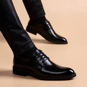 Men's Leather Oxfords Shoes Mens Pointed Toe Dress Shoes Classic Formal Business Brogue Shoes for Men(7)