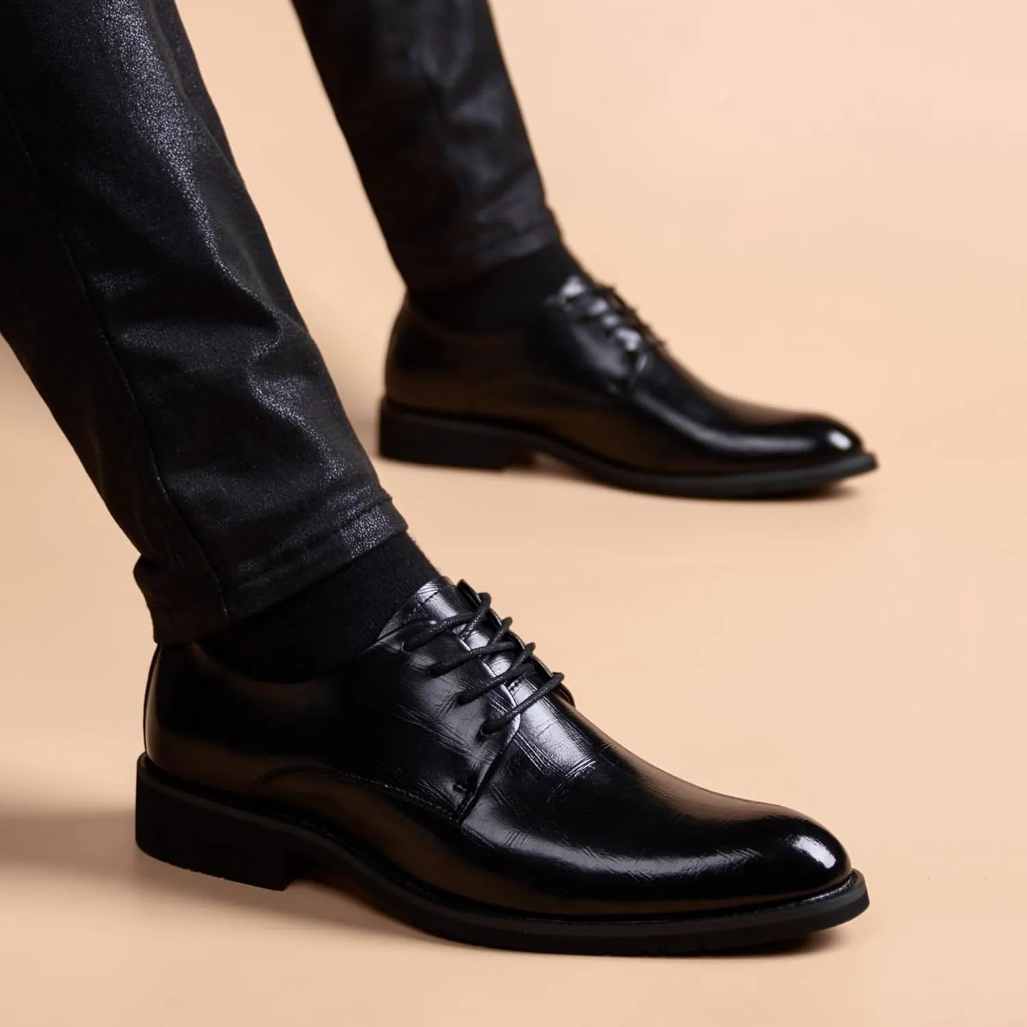 Men's Leather Oxfords Shoes Mens Pointed Toe Dress Shoes Classic Formal Business Brogue Shoes for Men(7)
