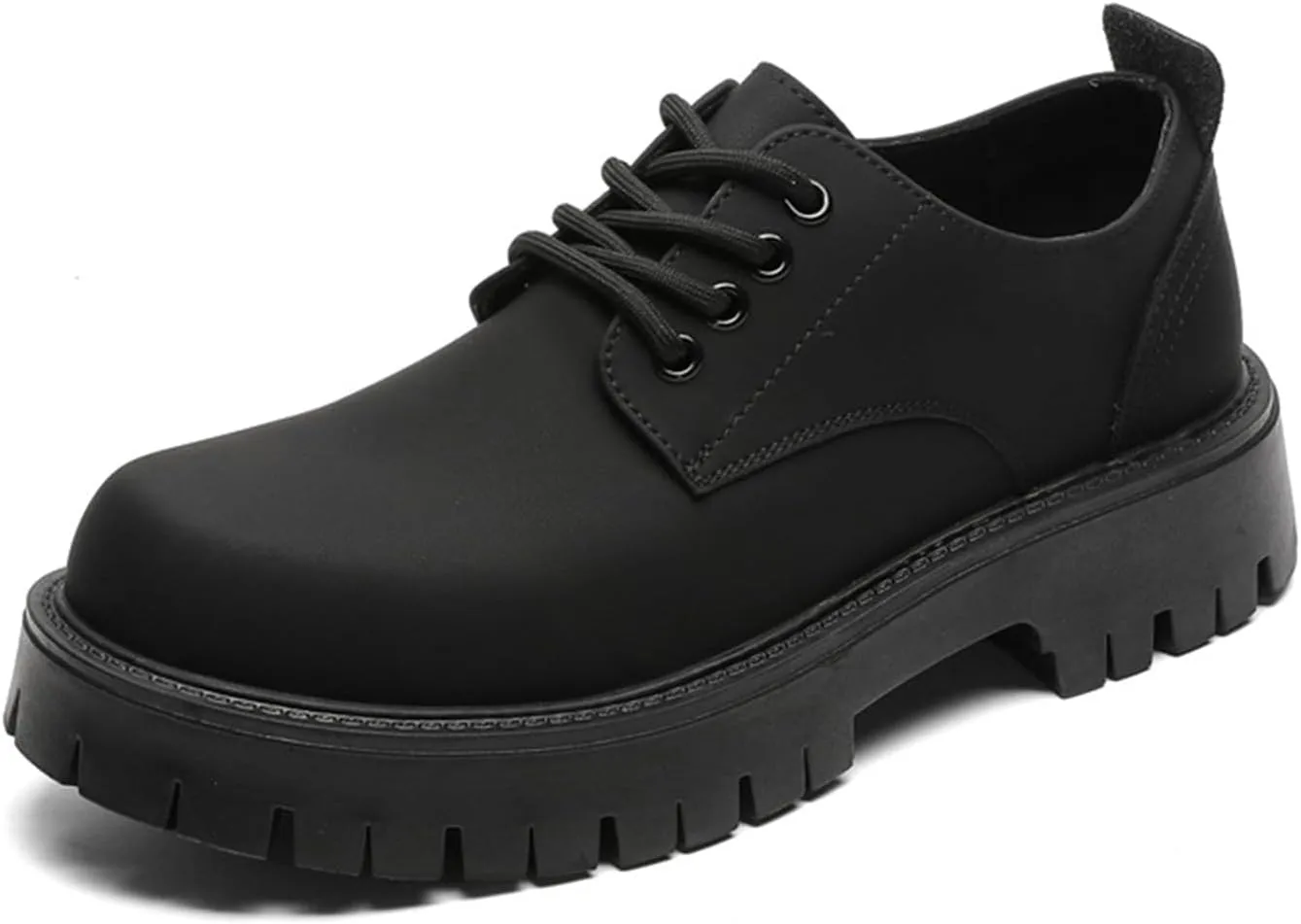 Men's Leather Platform Formal Oxford Shoes Classic Round-Toed Chunky Non-Slip Comfortable Formal Lace-Up Casual Suit Shoes Work Wedding Derby Shoes