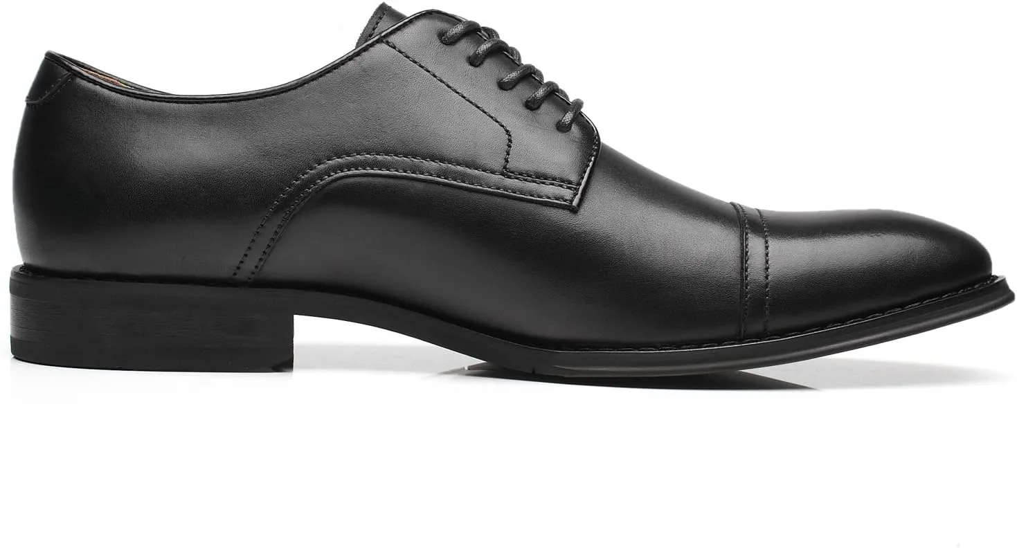 Mens Leather Updated Classic Cap Toe Oxfords Lace Dress Shoes