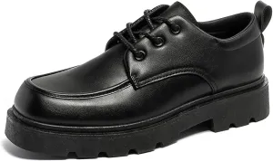Men's Lug Sole Classic Oxford Shoes Square Head Leather Chunky Platform Non-Slip Lace-Up Dress Work Shoes Fashion Casual Business Shoes