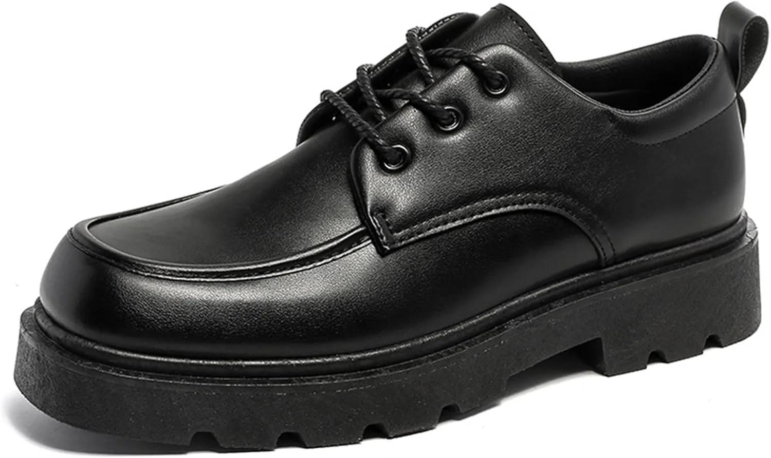 Men's Lug Sole Classic Oxford Shoes Square Head Leather Chunky Platform Non-Slip Lace-Up Dress Work Shoes Fashion Casual Business Shoes