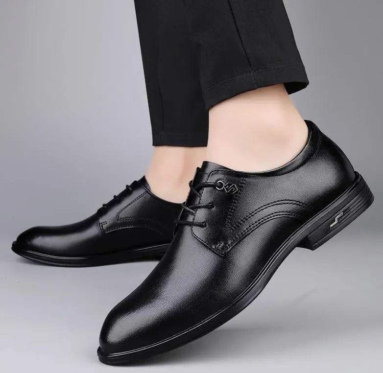 Men's Oxford Shoes Classic Lace Up Formal Tuxedo Derby Shoes Fashion Leather Low Heels Dress Shoes for Men(9.5)