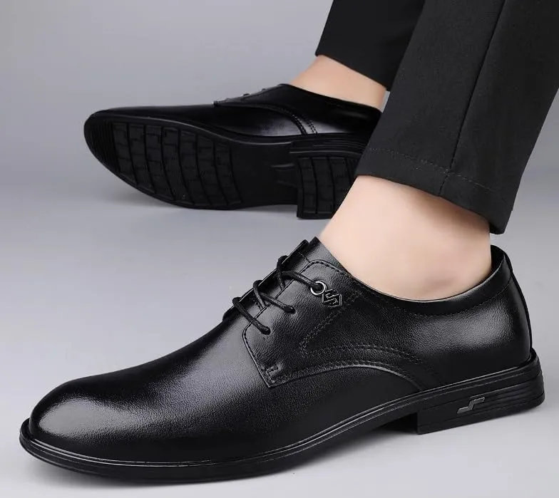 Men's Oxford Shoes Classic Lace Up Formal Tuxedo Derby Shoes Fashion Leather Low Heels Dress Shoes for Men(9.5)
