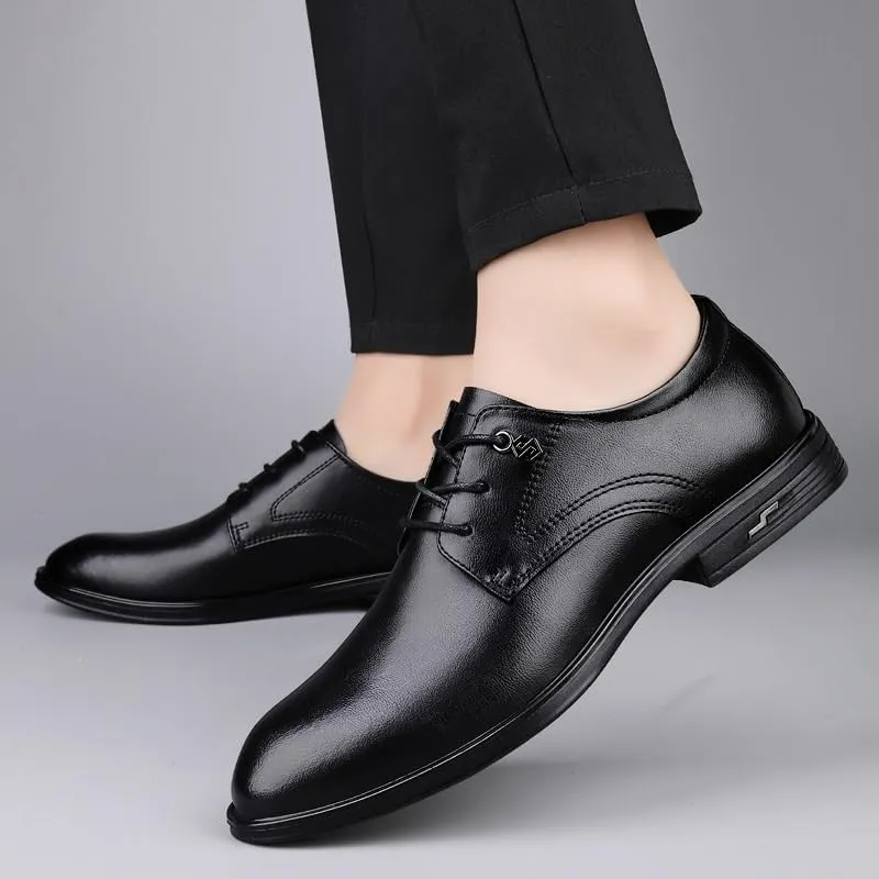 Men's Oxford Shoes Classic Lace Up Formal Tuxedo Derby Shoes Fashion Leather Low Heels Dress Shoes for Men(9.5)