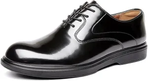 Mens Patent Leather Oxford Dress Shoes British Style Genuine Leather Round Toe Lace Up Business Formal Office