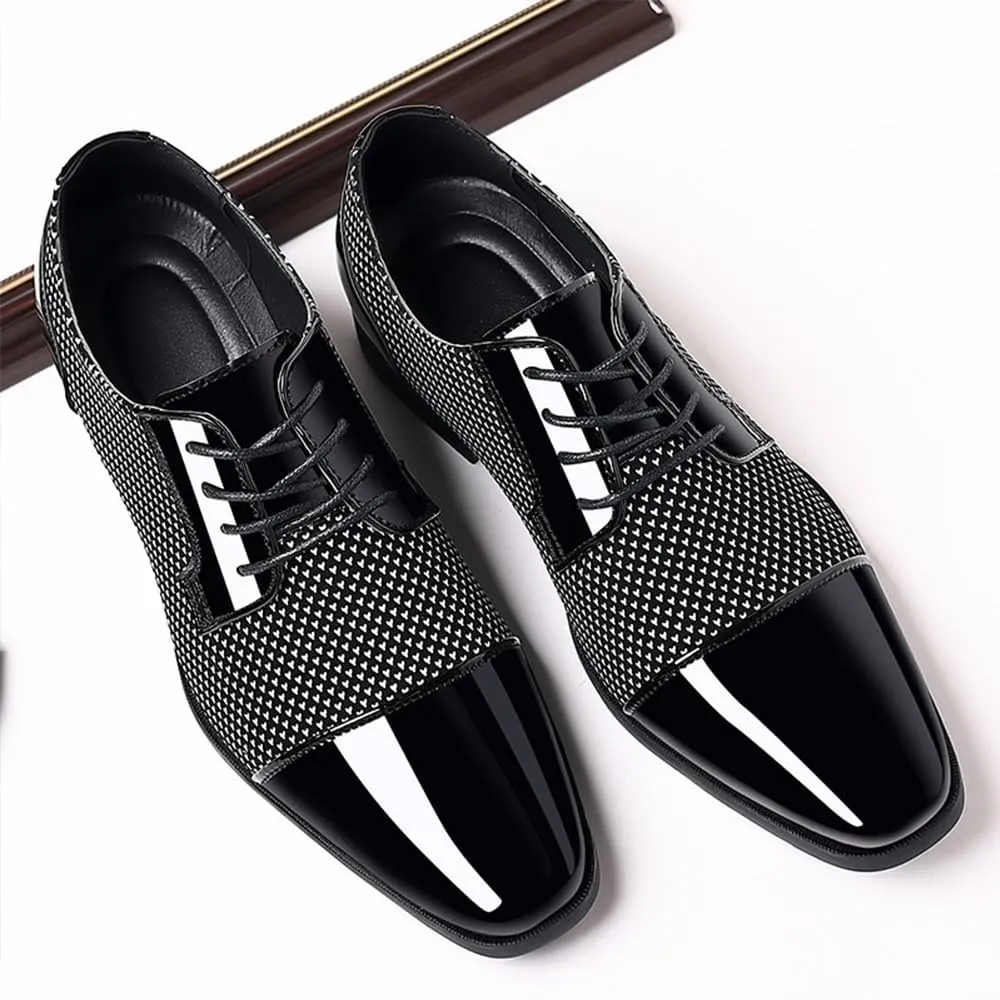 Men's Patent Tuxedo Dress Shoes Classic Lace-up Formal Business Shoes Oxfords
