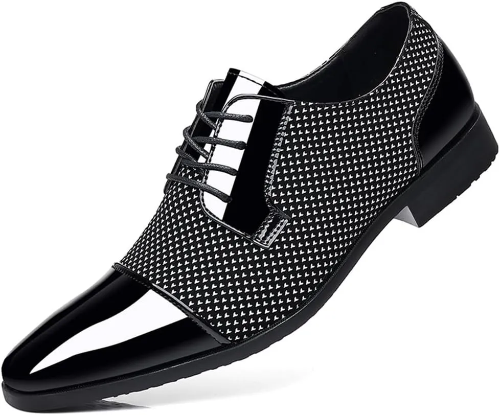 Men's Patent Tuxedo Dress Shoes Classic Lace-up Formal Business Shoes Oxfords