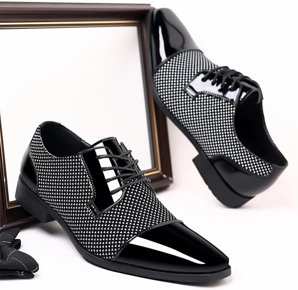 Men's Patent Tuxedo Dress Shoes Classic Lace-up Formal Business Shoes Oxfords