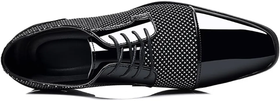 Men's Patent Tuxedo Dress Shoes Classic Lace-up Formal Business Shoes Oxfords