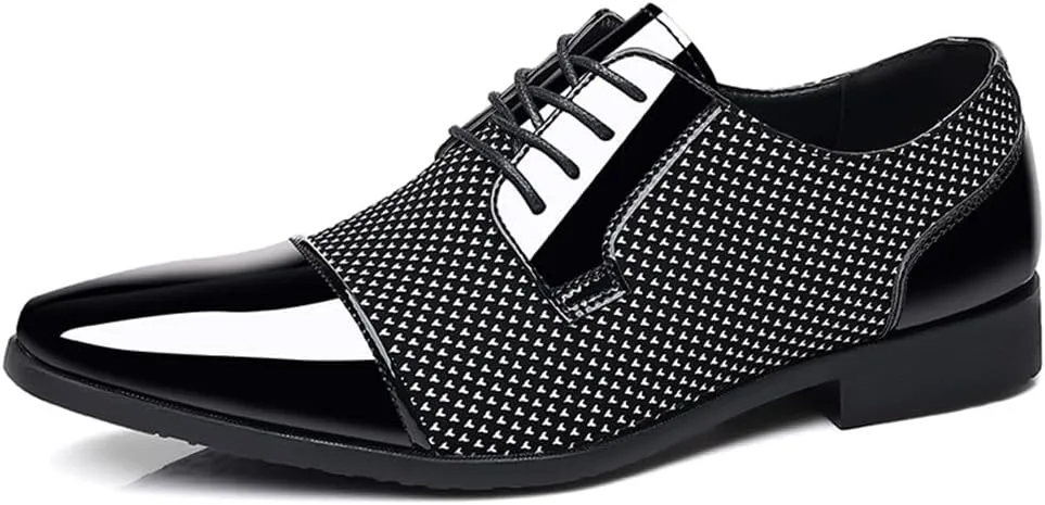 Men's Patent Tuxedo Dress Shoes Classic Lace-up Formal Business Shoes Oxfords