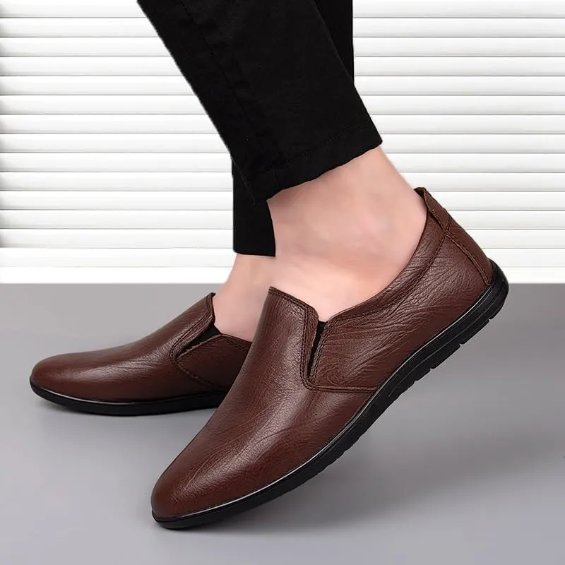 Men's Pointed Toe Oxford Shoes Leather Classic Fashion Dress Shoes Business Formal Slip On Comfortable Derby Shoes