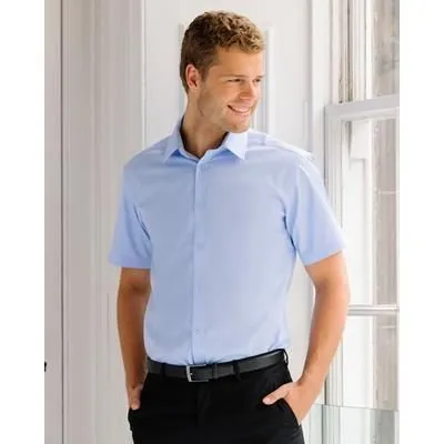 MENS SHORT SLEEVE HERRINGBONE SHIRT