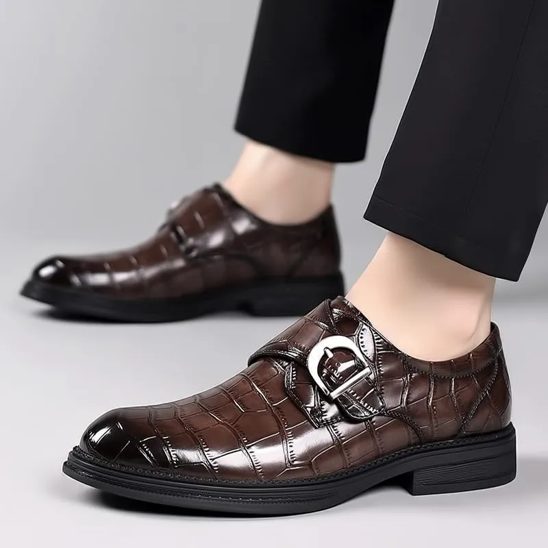 Men's Slip On Brogue Shoes Pointed Toe Classic Oxfords Formal Business Dress Shoes