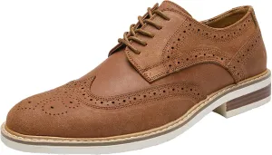 Men's Suede lace-up Brogue Wingtip Oxford Shoes Fashion Pointed Toe Classic Business Oxfords Shoes Wedding Business Dress Leather Shoes