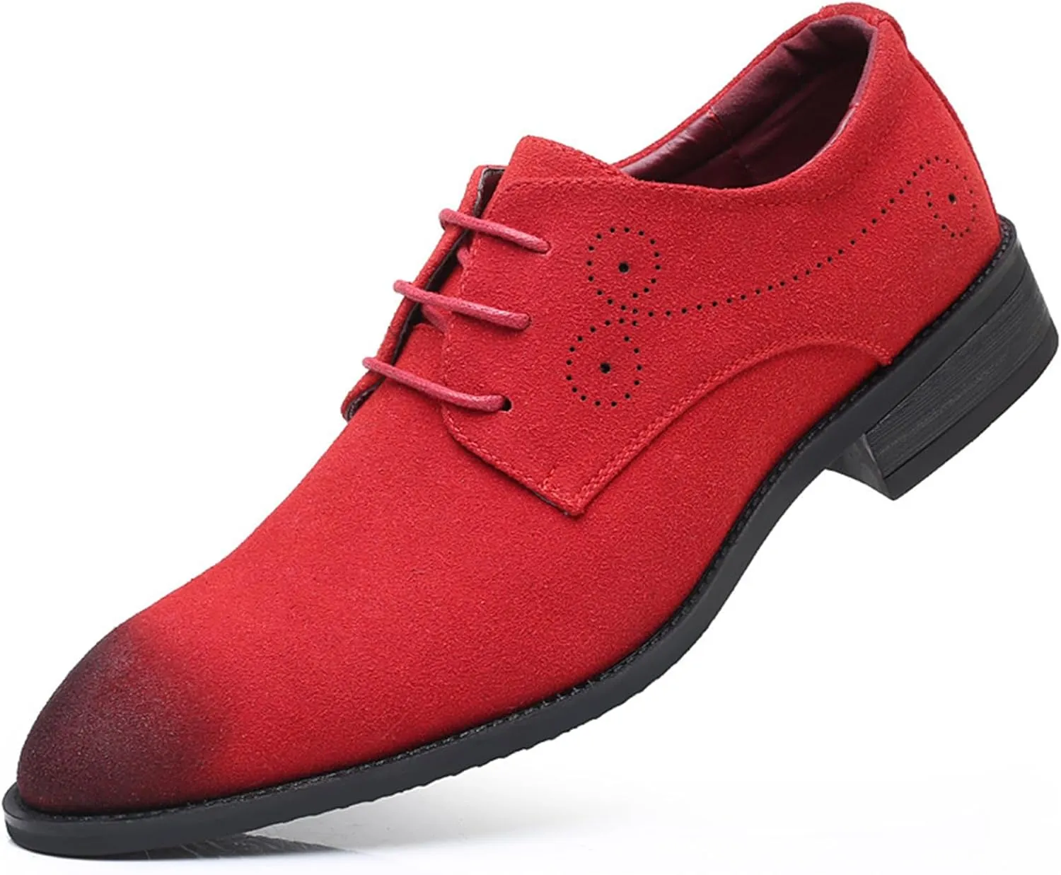 Men's Suede Lace Up Dress Oxford Shoes Classic Wingtip Rub Color Business Casual Brogues Shoes Fashionable Round Toe Formal Work Shoes