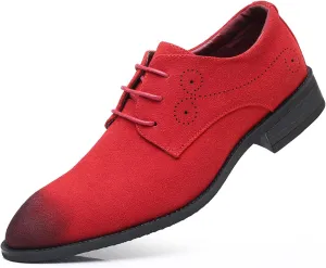 Men's Suede Lace Up Dress Oxford Shoes Classic Wingtip Rub Color Business Casual Brogues Shoes Fashionable Round Toe Formal Work Shoes