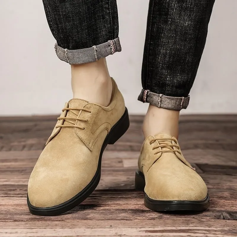 Men's Suede Oxfords - Classic Wingtip Lace-Up Dress Shoes for Luxury Business & Casual Wear