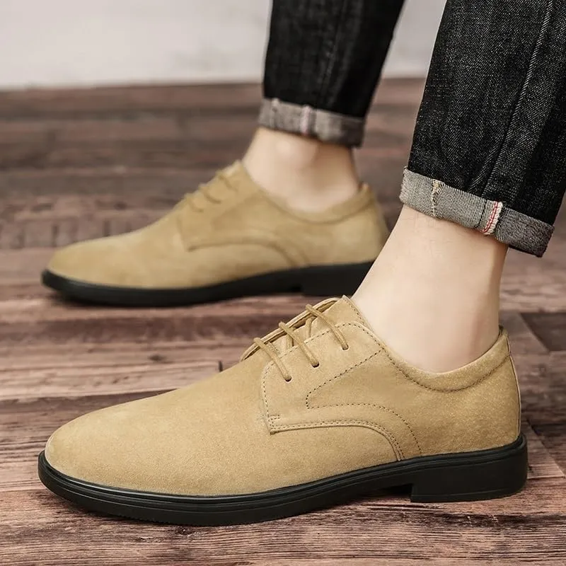 Men's Suede Oxfords - Classic Wingtip Lace-Up Dress Shoes for Luxury Business & Casual Wear