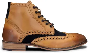 Mens Tan Leather Classic Retro Smart Oxford Formal Laced Vintage Ankle Boots