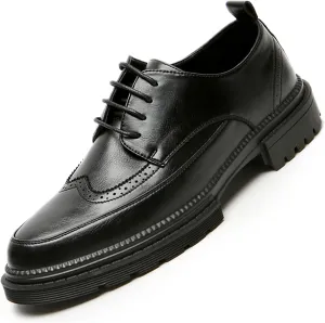 Men's Trendy Brogue Wingtip Dress Shoes Formal Business Casual Lace Up Punched Leather Oxford