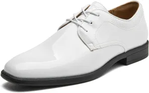 Men's Tuxedo Dress Shoes - Classic Oxfords in Black & White - Formal Suit Shoes with Lace-Up Closure