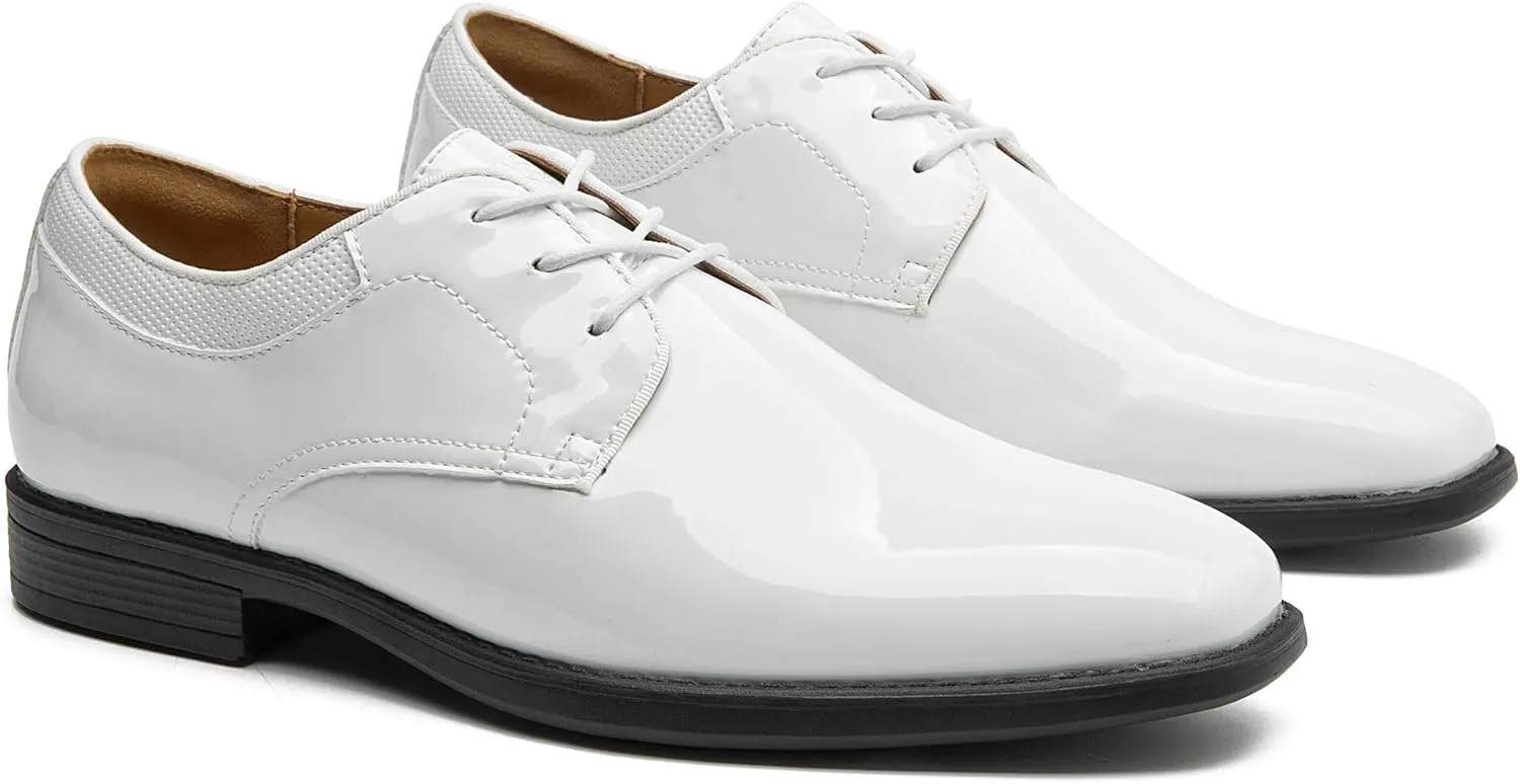Men's Tuxedo Dress Shoes - Classic Oxfords in Black & White - Formal Suit Shoes with Lace-Up Closure
