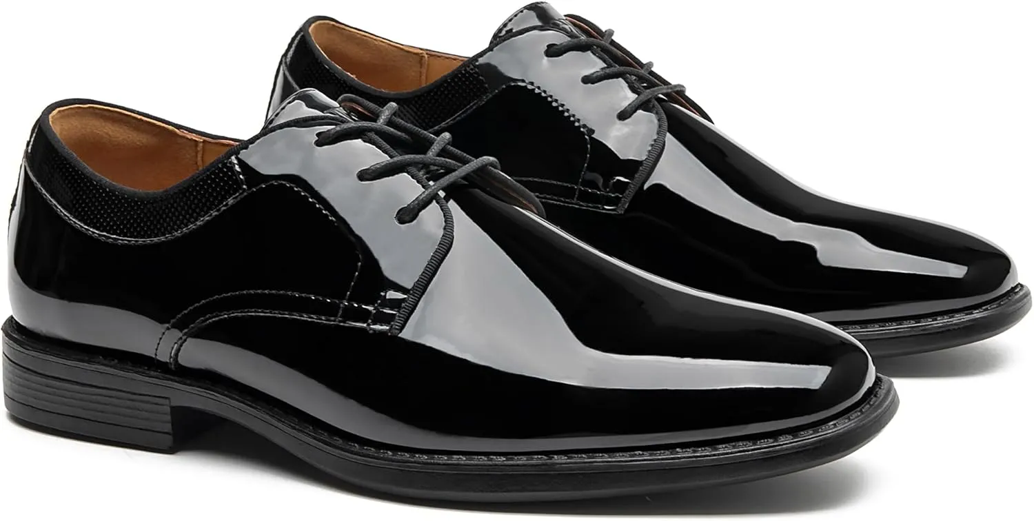 Men's Tuxedo Dress Shoes - Classic Oxfords in Black & White - Formal Suit Shoes with Lace-Up Closure