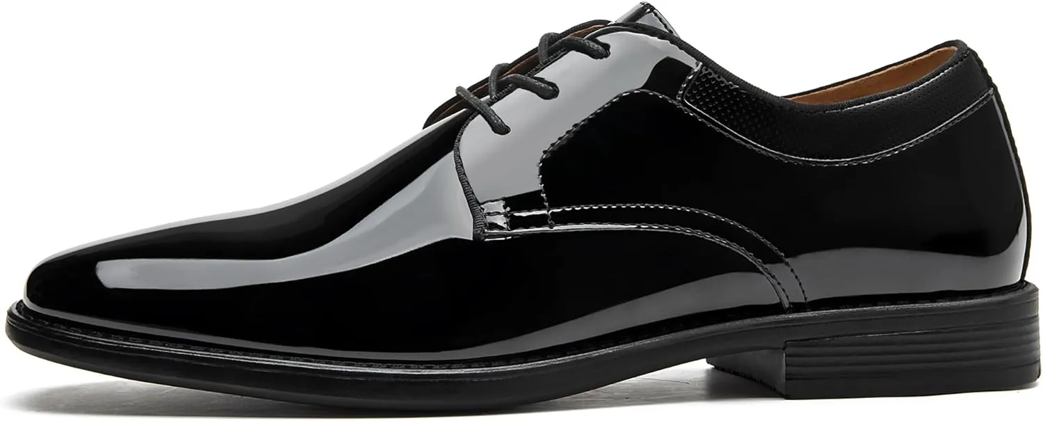 Men's Tuxedo Dress Shoes - Classic Oxfords in Black & White - Formal Suit Shoes with Lace-Up Closure