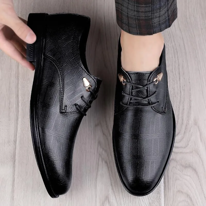 Men's Tuxedo Dress Shoes Comfort Hand Stitched Business Formal Derby Shoes Mens Classic Lace Up Low Leather Oxford Shoes(7.5)