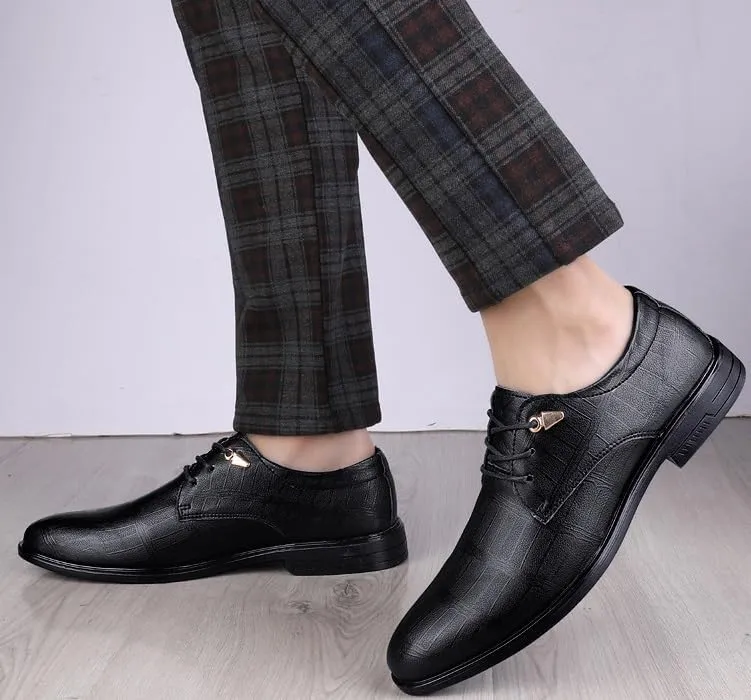 Men's Tuxedo Dress Shoes Comfort Hand Stitched Business Formal Derby Shoes Mens Classic Lace Up Low Leather Oxford Shoes(7.5)