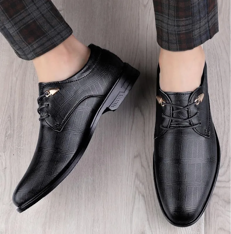 Men's Tuxedo Dress Shoes Comfort Hand Stitched Business Formal Derby Shoes Mens Classic Lace Up Low Leather Oxford Shoes(7.5)