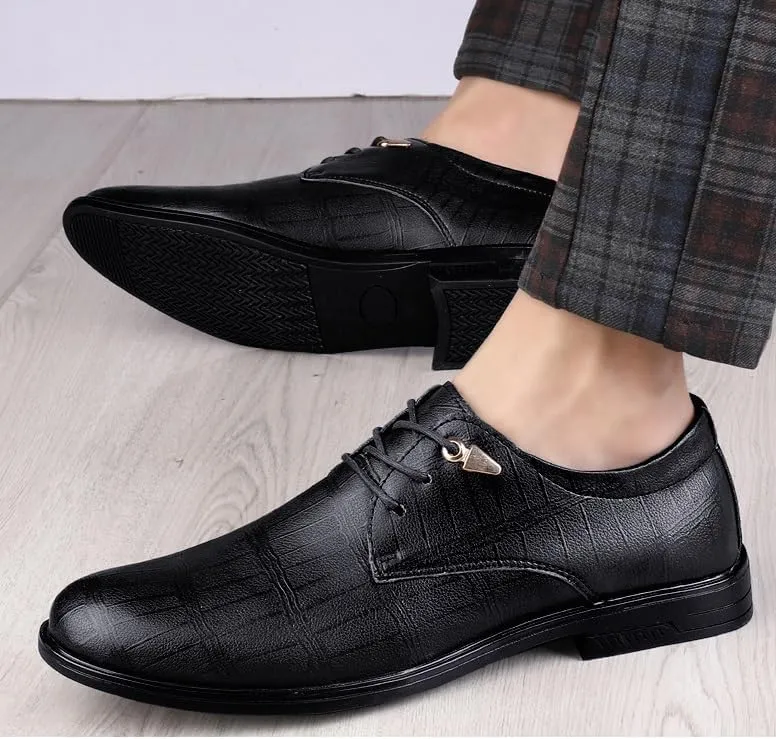 Men's Tuxedo Dress Shoes Comfort Hand Stitched Business Formal Derby Shoes Mens Classic Lace Up Low Leather Oxford Shoes(7.5)