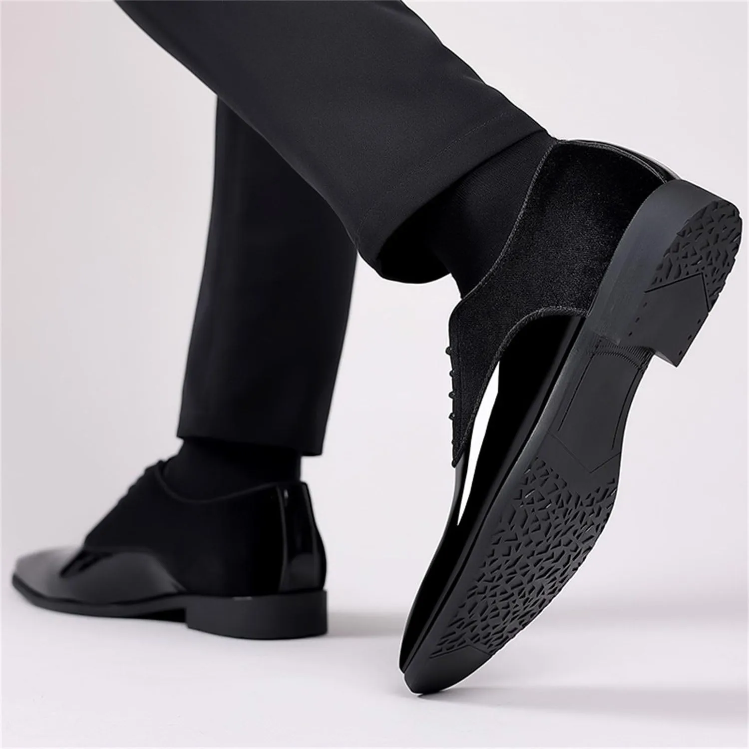 Men's Vintage High Gloss Dress Shoes Patent Leather Suede Oxford Formal Business Suit Tuxedo Shoes