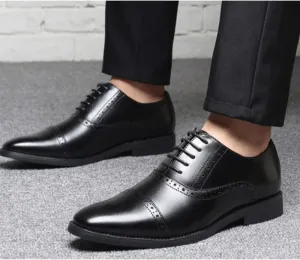 Men's Wingtip Oxford Dress Shoes Handmade Leather Brogue Business Formal Classic Black Shoes for Men