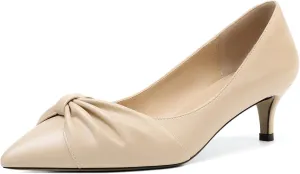 Mettesally Womens Kitten Heel Pumps Pointed Toe Mid Heels Bow Tie Comfort Slip On Heeled Shoes for Wedding Party Office
