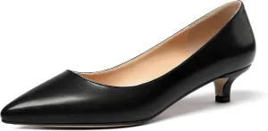 Mettesally Women's New Low Kitten Heel Pumps Pointed Closed Toe Slip On Dress Daily Office Shoes