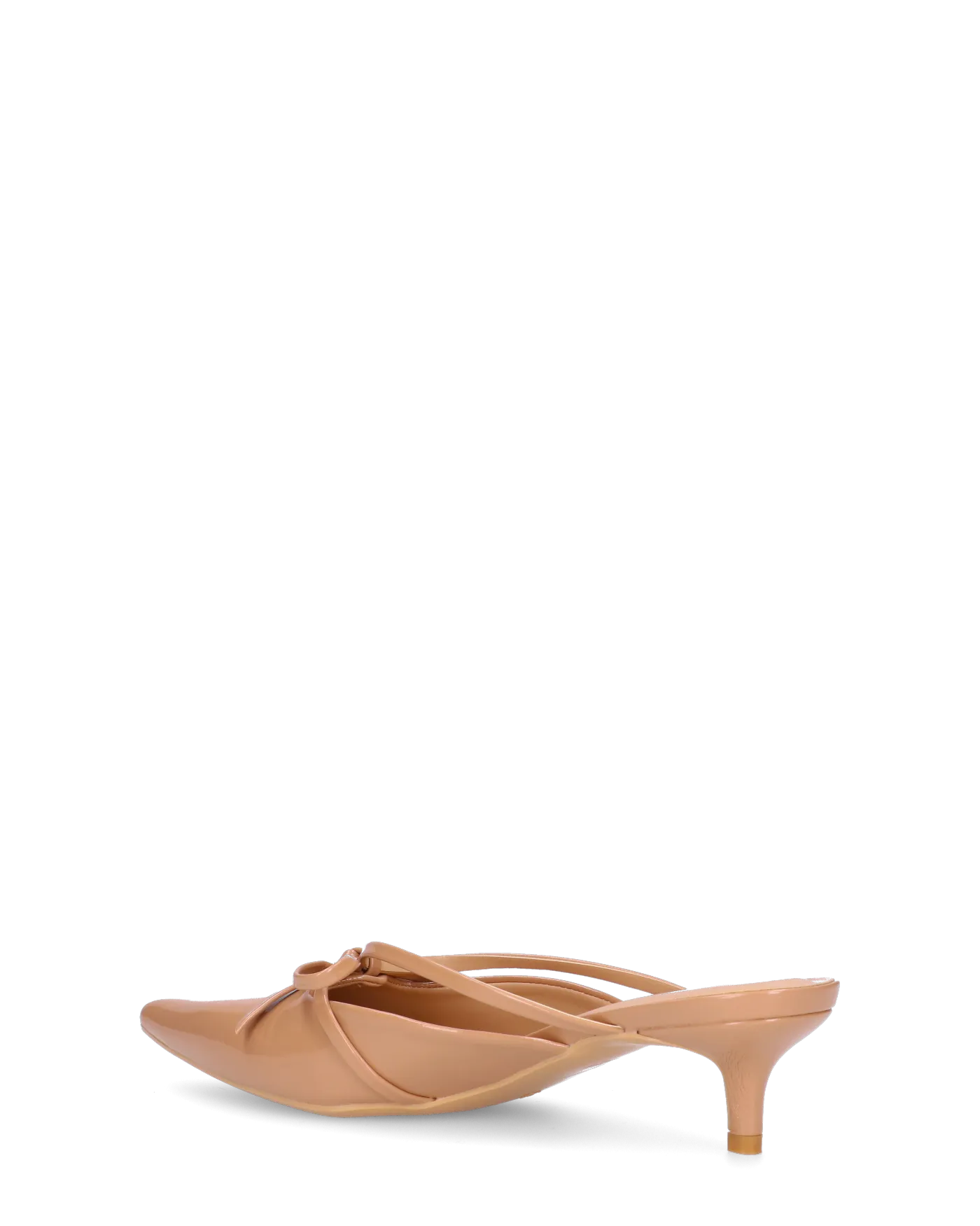 MINNY - décolleté in glassy beige con fiocco e tacco basso